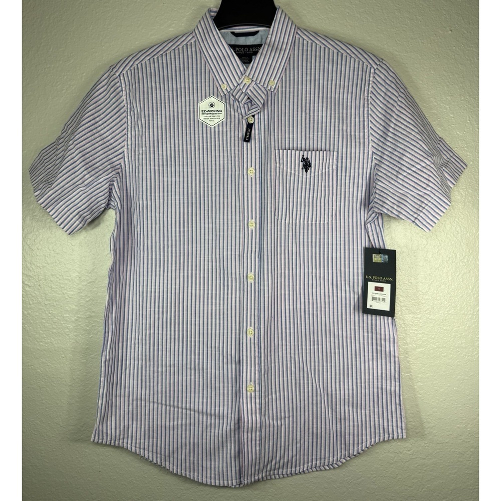 U.S. Polo Assn Men's S short-sleeve button-down shirt vertical stripe